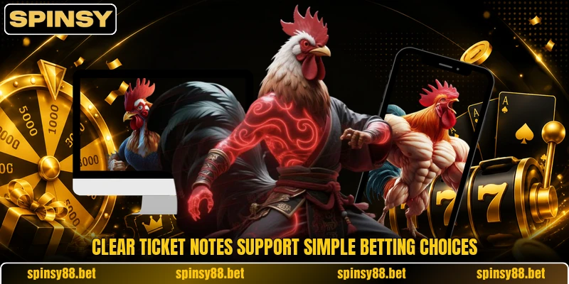 Clear ticket notes support simple betting choices