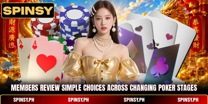 Members review simple choices across changing poker stages