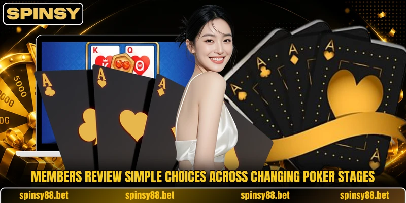 Members review simple choices across changing poker stages