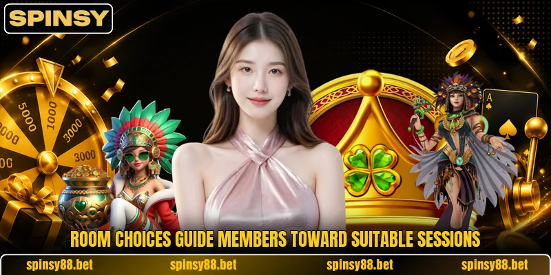 Room choices guide members toward suitable sessions